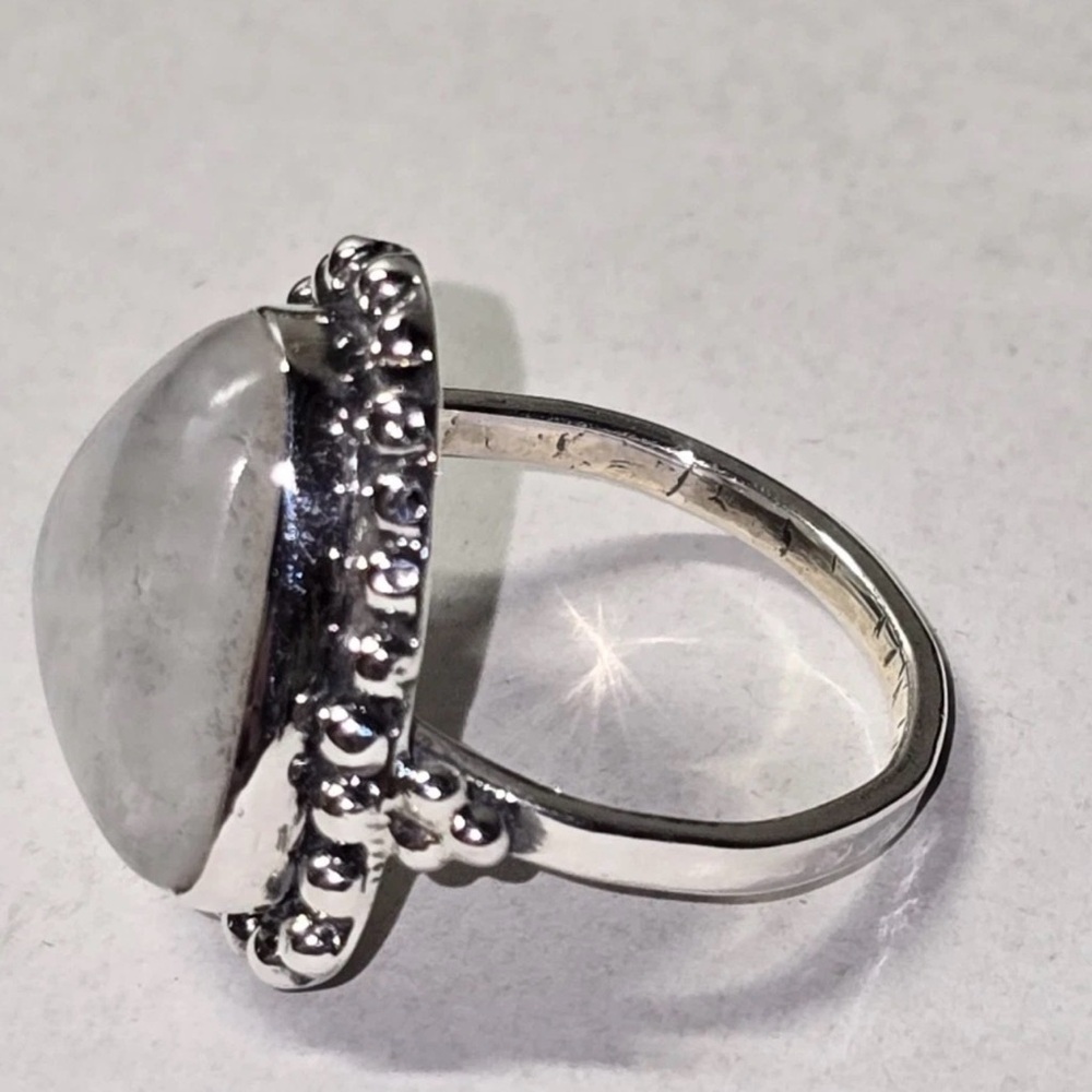 Sterling Silver Moonstone Ring Triangle Shape Gem… - image 2